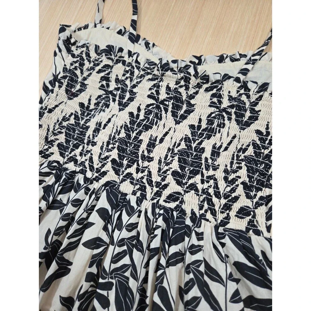 Janie and Jack Girls 16 Palm Floral Sweetheart Sundress Black Tan Resort Smocked